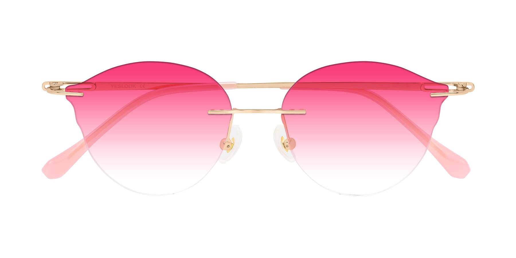 Folded Front of Barlow in Rose Gold/Pink with Pink Gradient Lenses