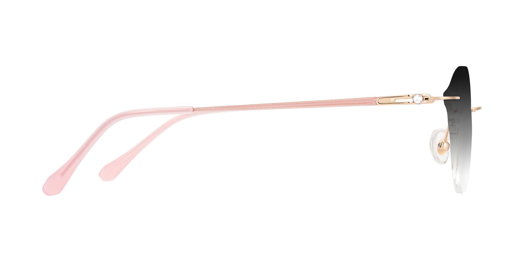 Side of Barlow in Rose Gold/Pink with Gray Gradient Lenses