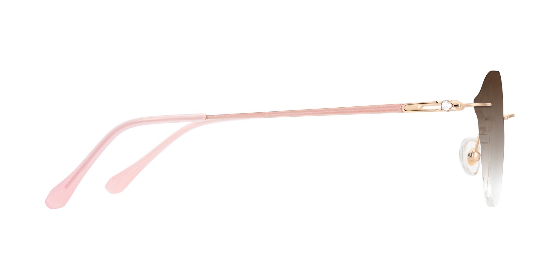 Side of Barlow in Rose Gold/Pink with Brown Gradient Lenses