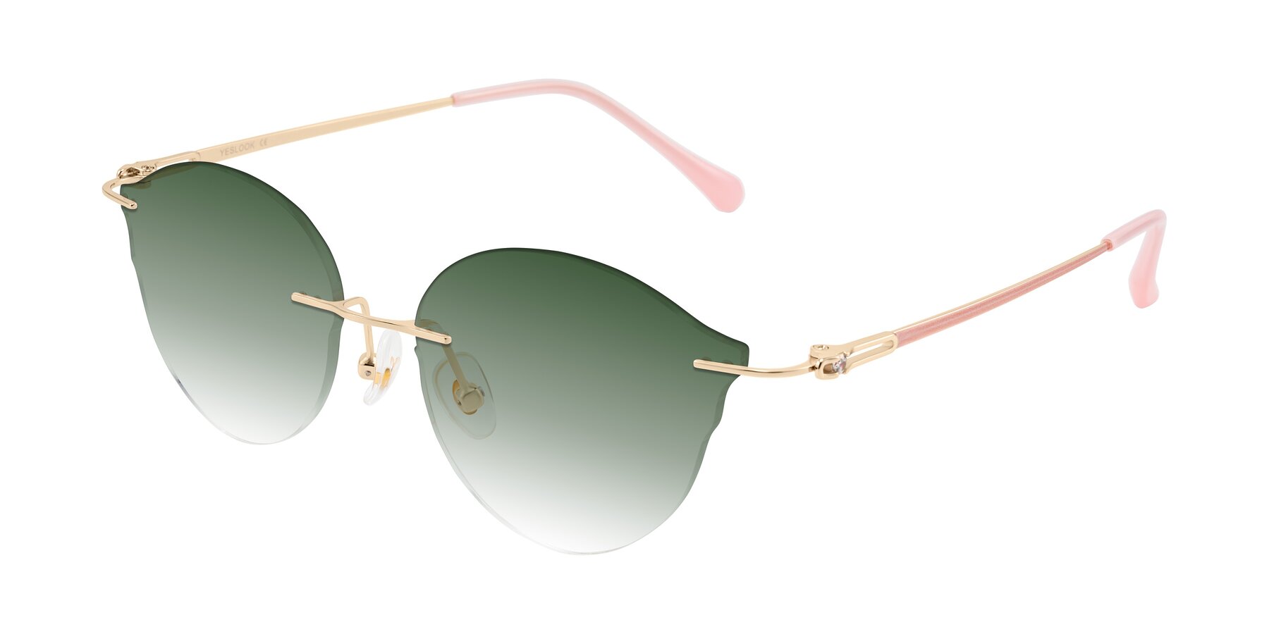 Angle of Barlow in Rose Gold/Pink with Green Gradient Lenses