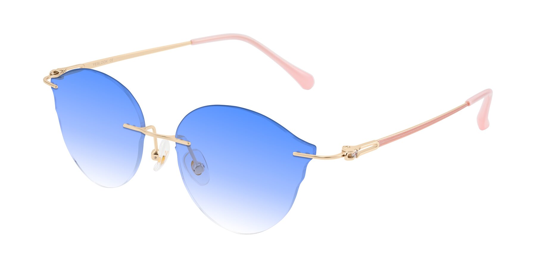Angle of Barlow in Rose Gold/Pink with Blue Gradient Lenses