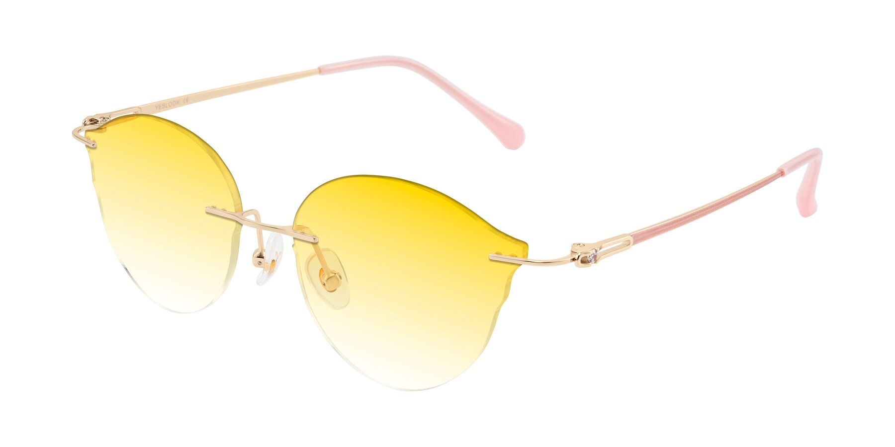 Angle of Barlow in Rose Gold/Pink with Yellow Gradient Lenses