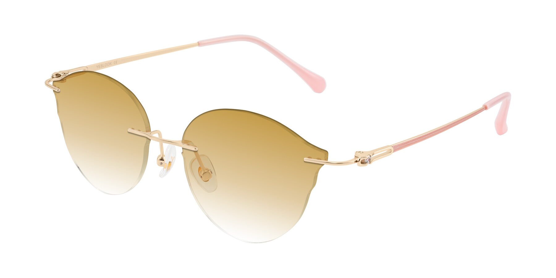 Angle of Barlow in Rose Gold/Pink with Champagne Gradient Lenses