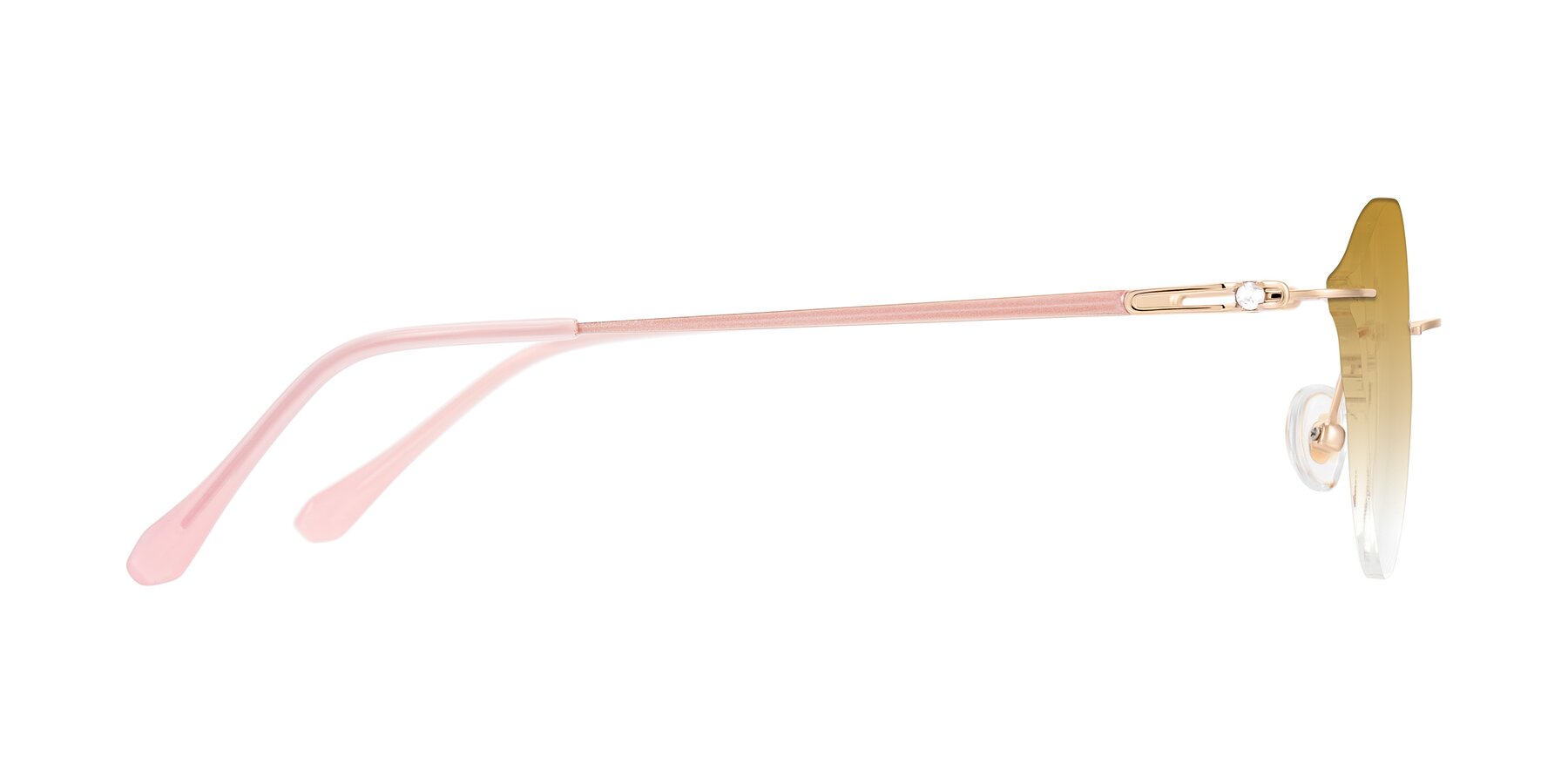 Side of Barlow in Rose Gold/Pink with Champagne Gradient Lenses