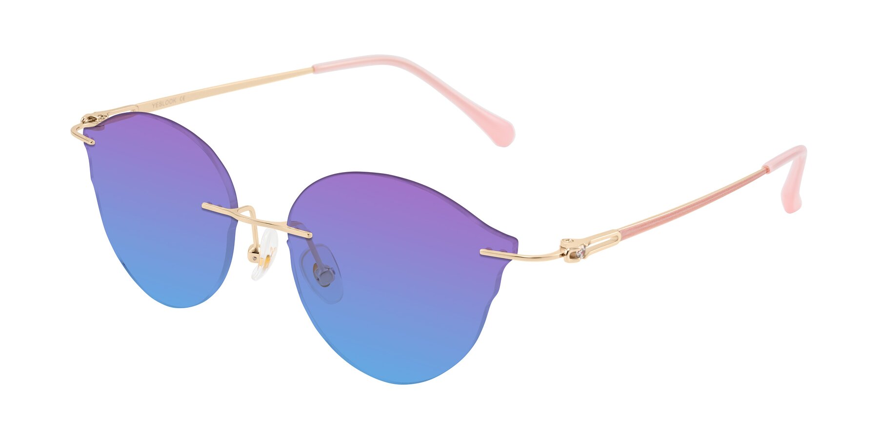 Angle of Barlow in Rose Gold/Pink with Purple / Blue Gradient Lenses