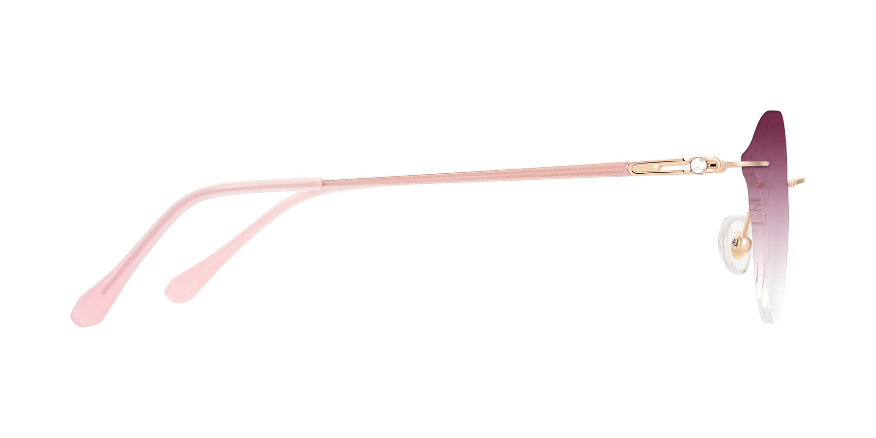 Side of Barlow in Rose Gold/Pink with Wine Gradient Lenses