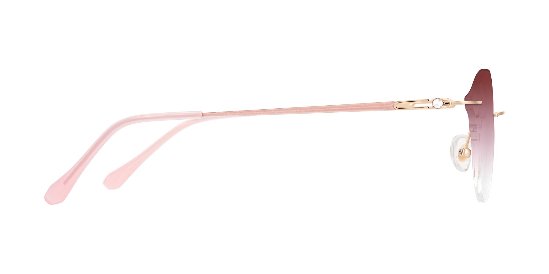 Side of Barlow in Rose Gold/Pink with Garnet Gradient Lenses