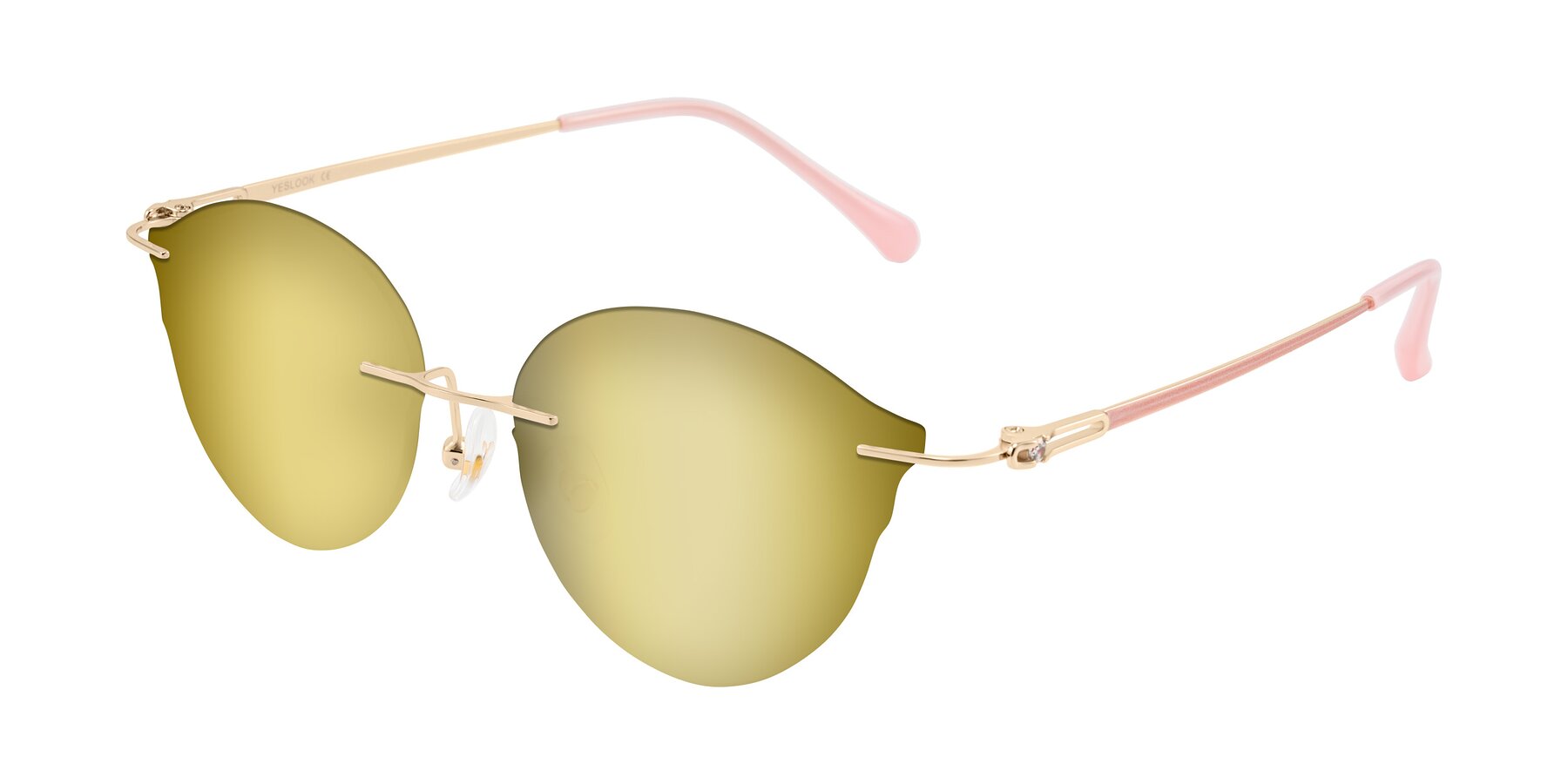 Angle of Barlow in Rose Gold/Pink with Gold Mirrored Lenses