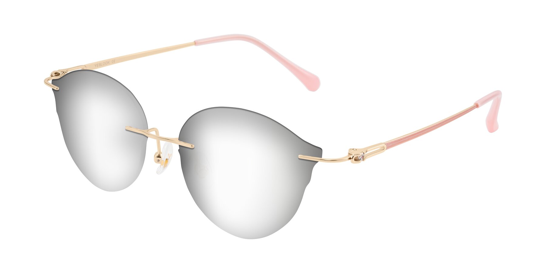 Angle of Barlow in Rose Gold/Pink with Silver Mirrored Lenses