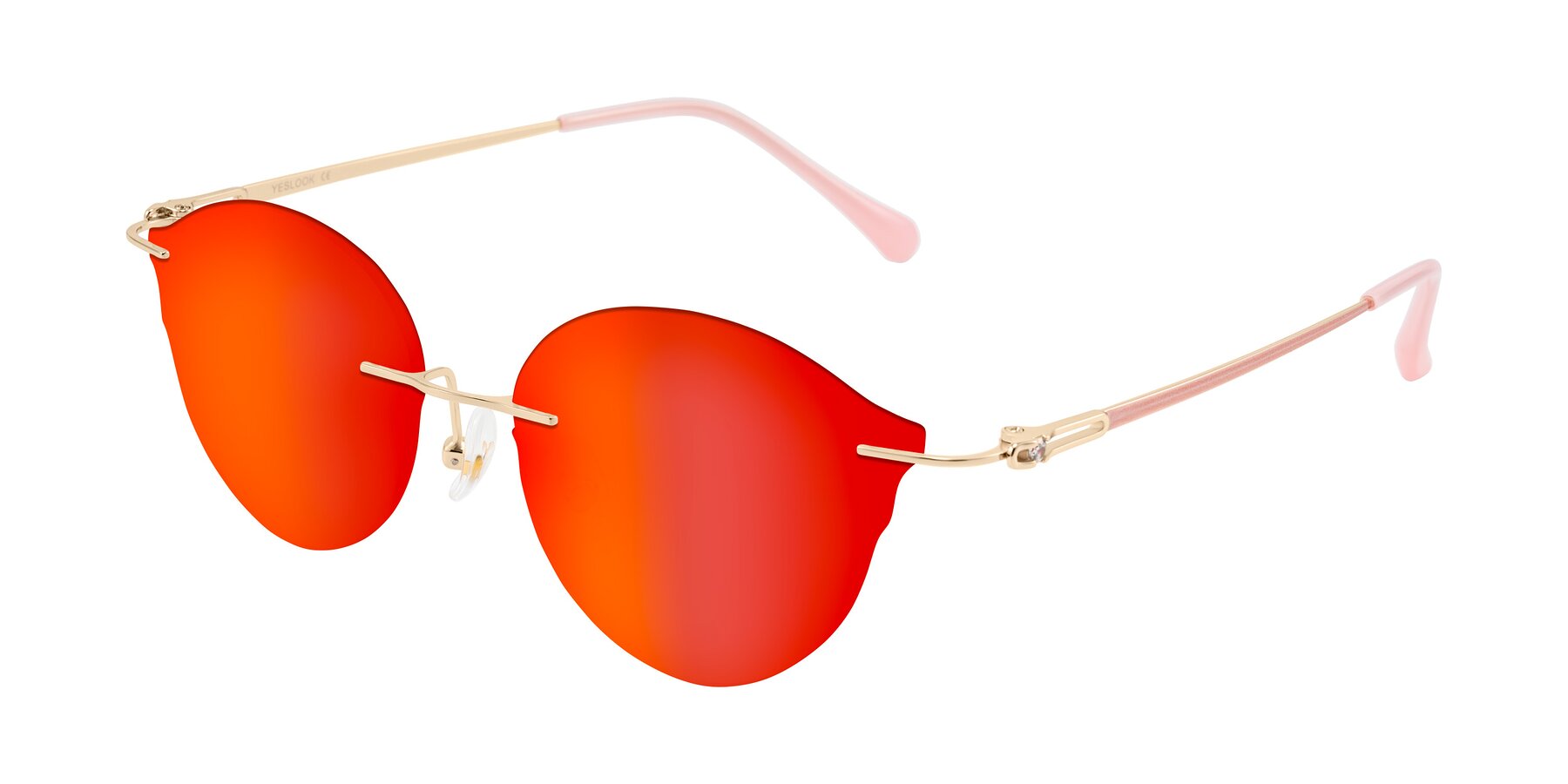 Angle of Barlow in Rose Gold/Pink with Red Gold Mirrored Lenses