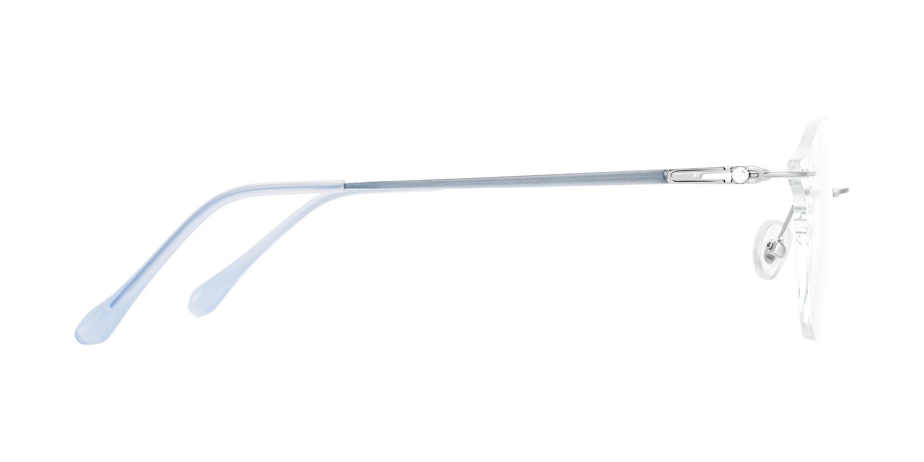 Side of Barlow in Silver/Blue/Green with Clear Blue Light Blocking Lenses
