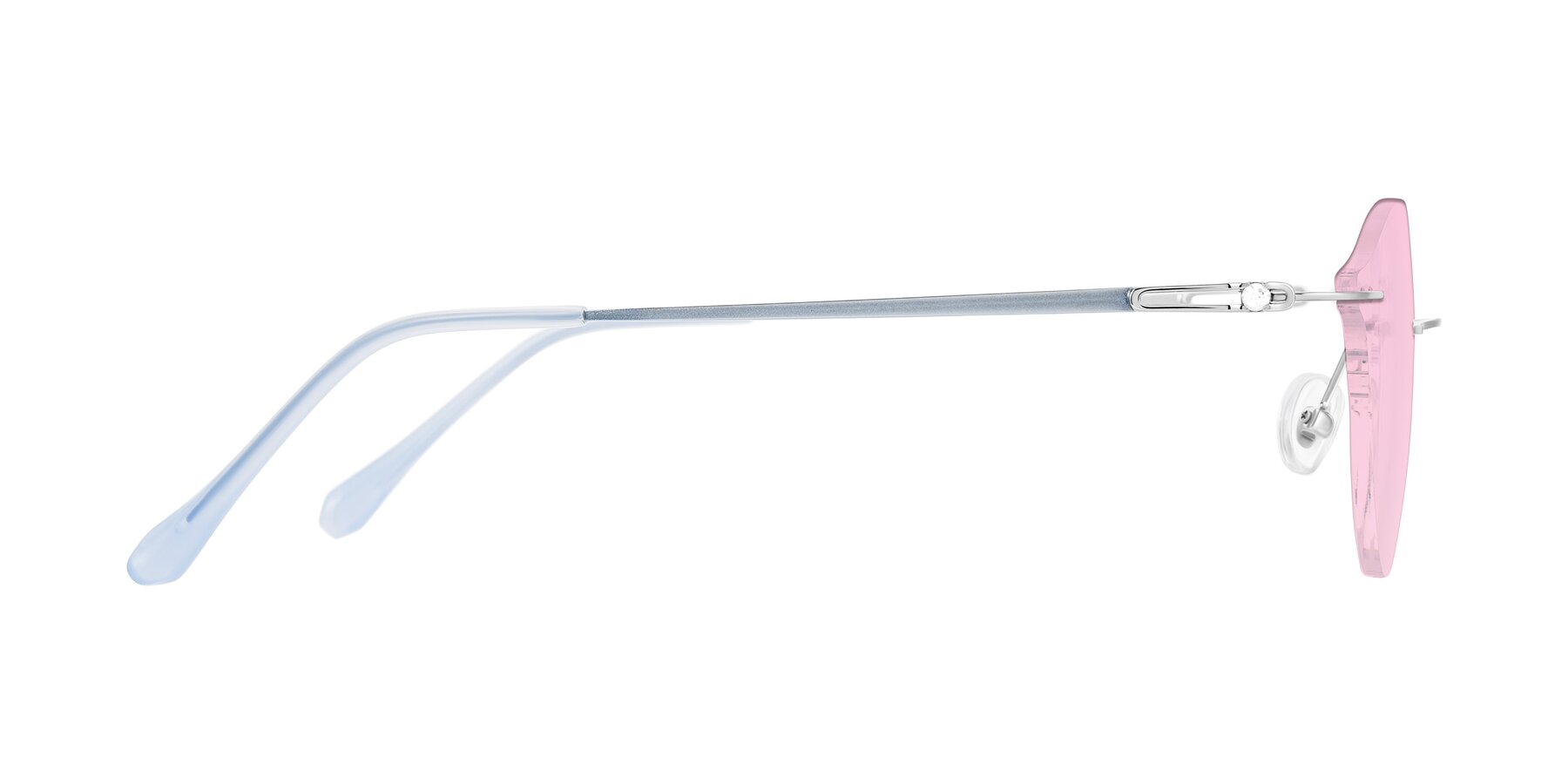 Side of Barlow in Silver/Blue/Green with Light Pink Tinted Lenses