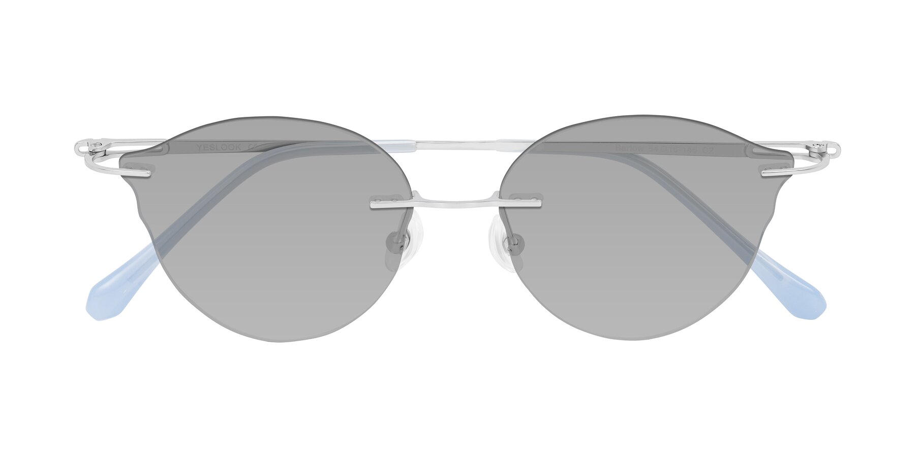 Folded Front of Barlow in Silver/Blue/Green with Light Gray Tinted Lenses
