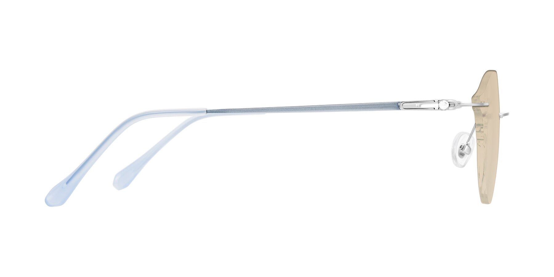 Side of Barlow in Silver/Blue/Green with Light Brown Tinted Lenses
