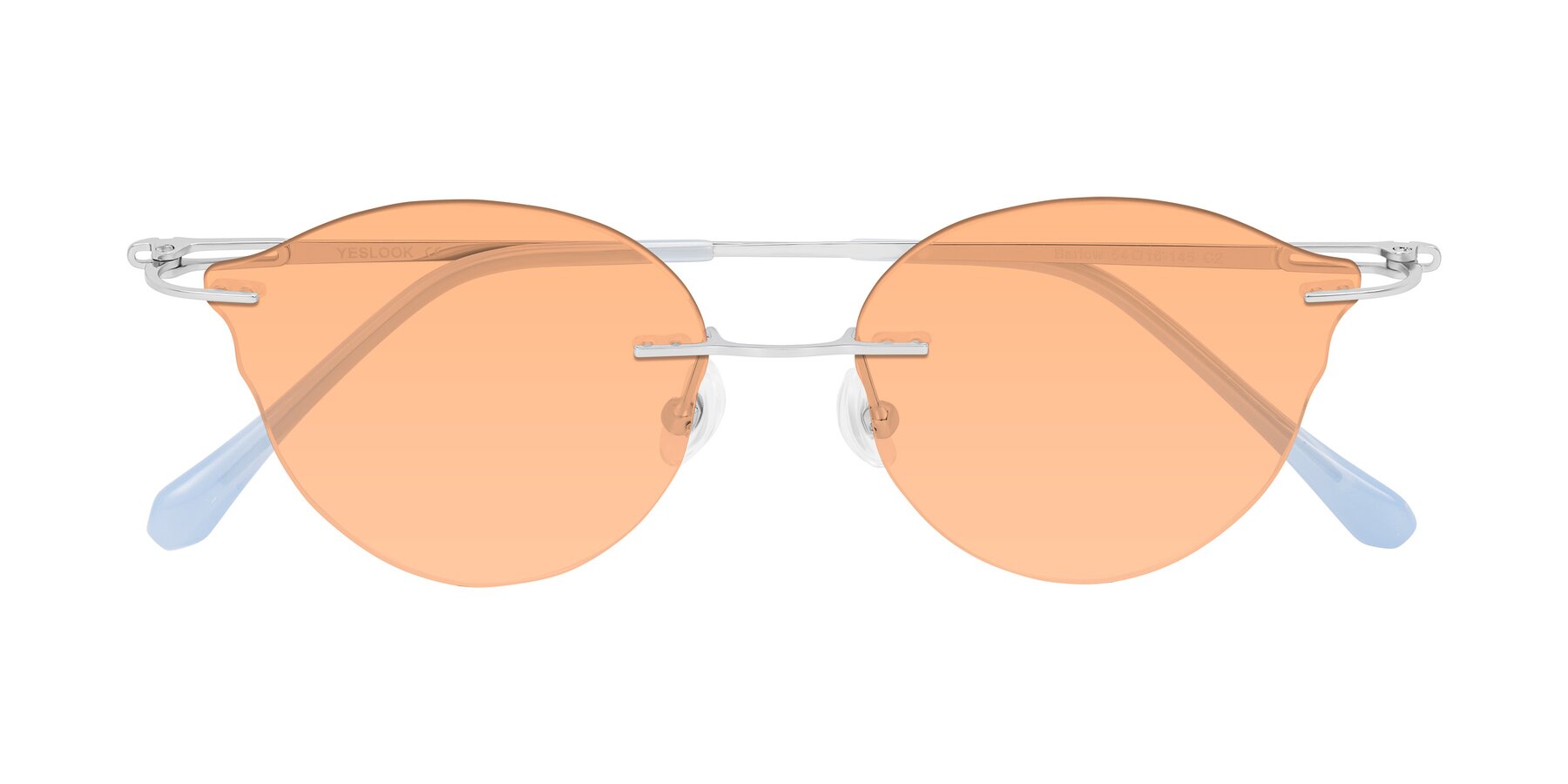 Folded Front of Barlow in Silver/Blue/Green with Light Orange Tinted Lenses
