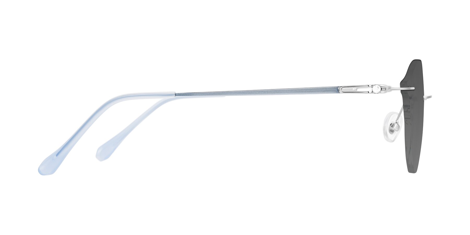 Side of Barlow in Silver/Blue/Green with Medium Gray Tinted Lenses