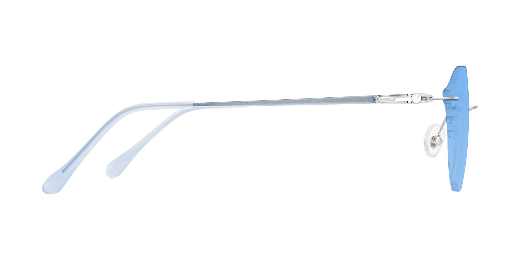 Side of Barlow in Silver/Blue/Green with Medium Blue Tinted Lenses
