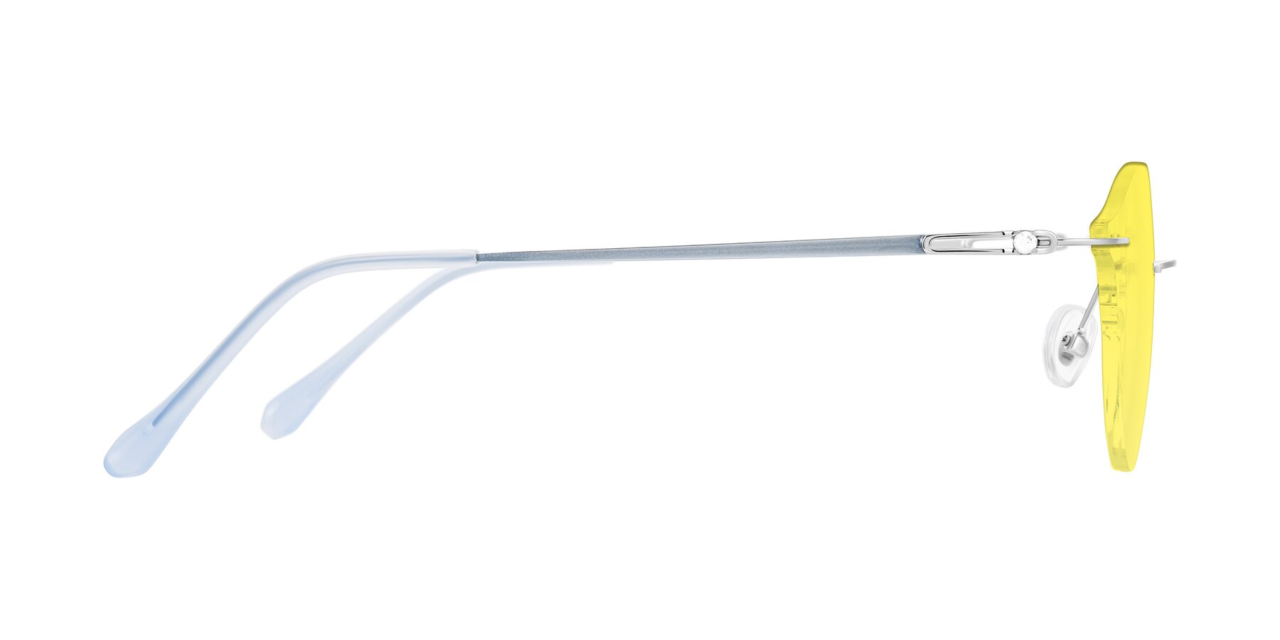 Side of Barlow in Silver/Blue/Green with Medium Yellow Tinted Lenses