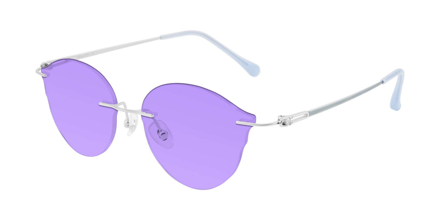 Angle of Barlow in Silver/Blue/Green with Medium Purple Tinted Lenses