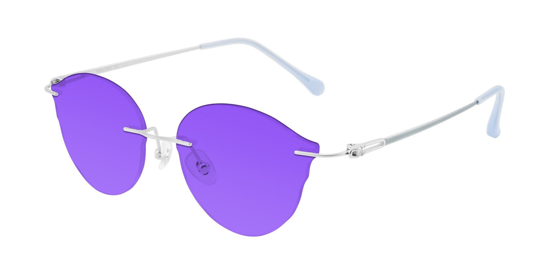 Angle of Barlow in Silver/Blue/Green with Purple Tinted Lenses