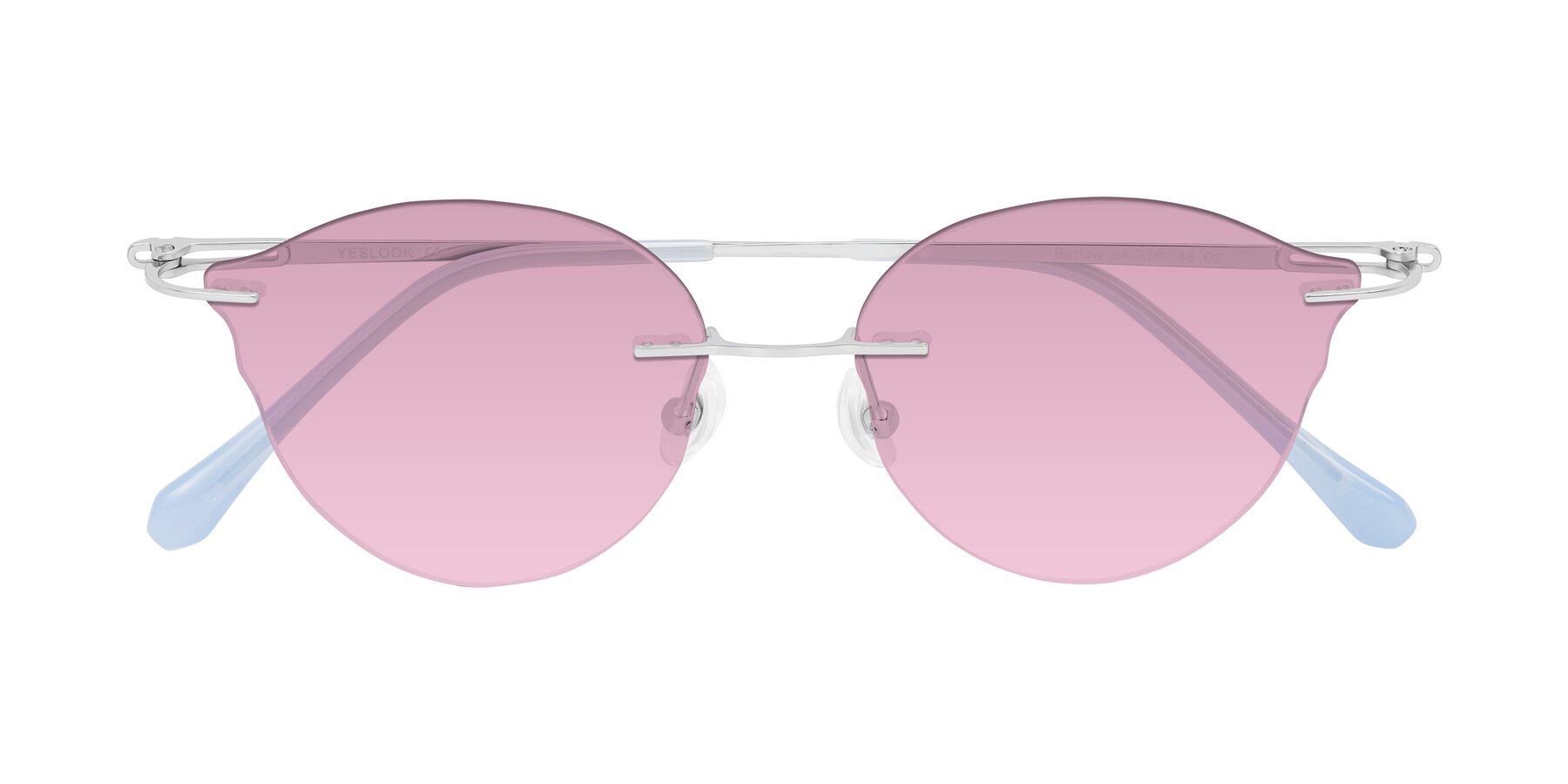 Folded Front of Barlow in Silver/Blue/Green with Light Wine Tinted Lenses