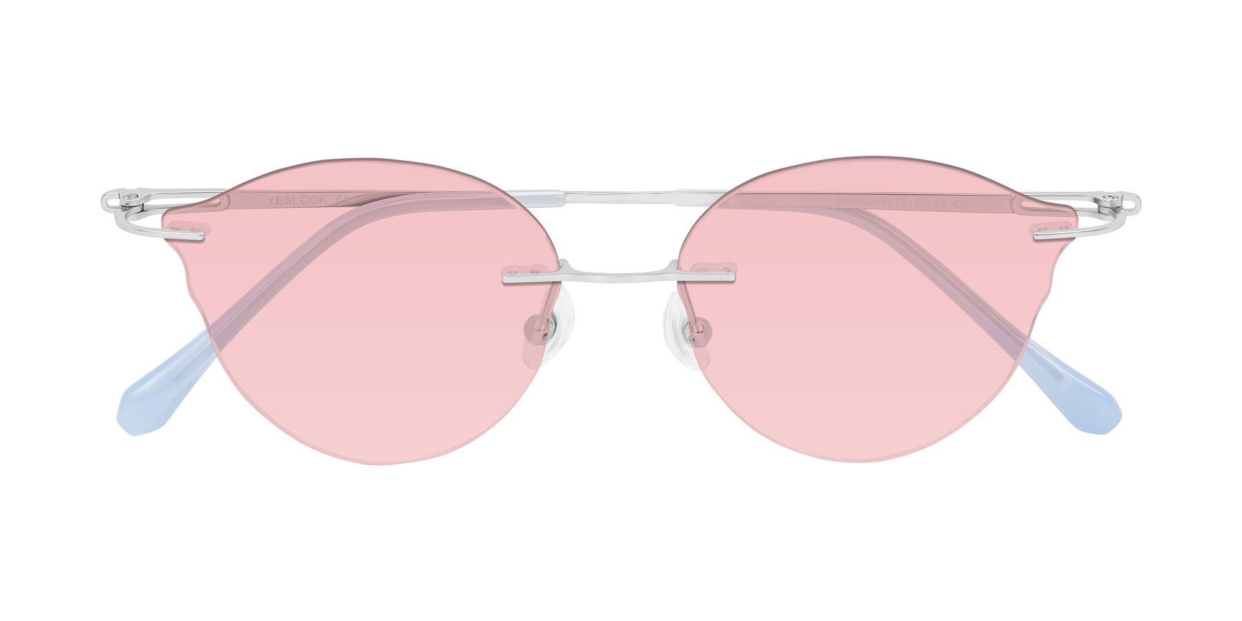 Folded Front of Barlow in Silver/Blue/Green with Light Garnet Tinted Lenses