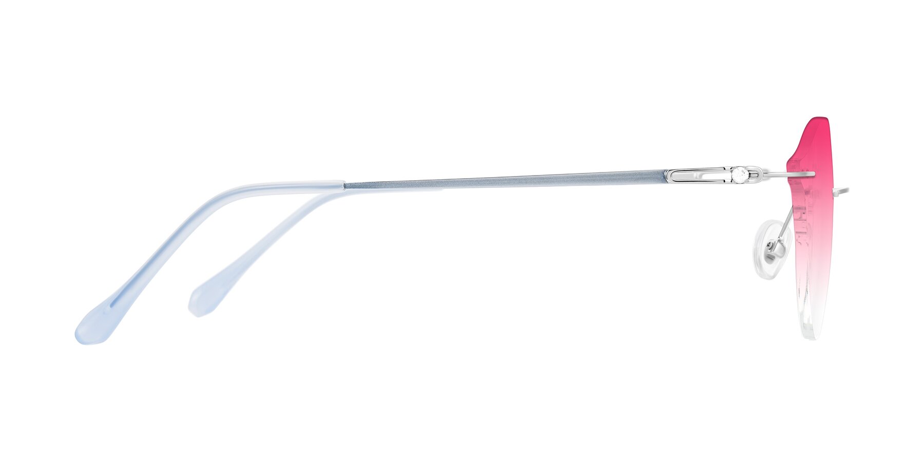 Side of Barlow in Silver/Blue/Green with Pink Gradient Lenses