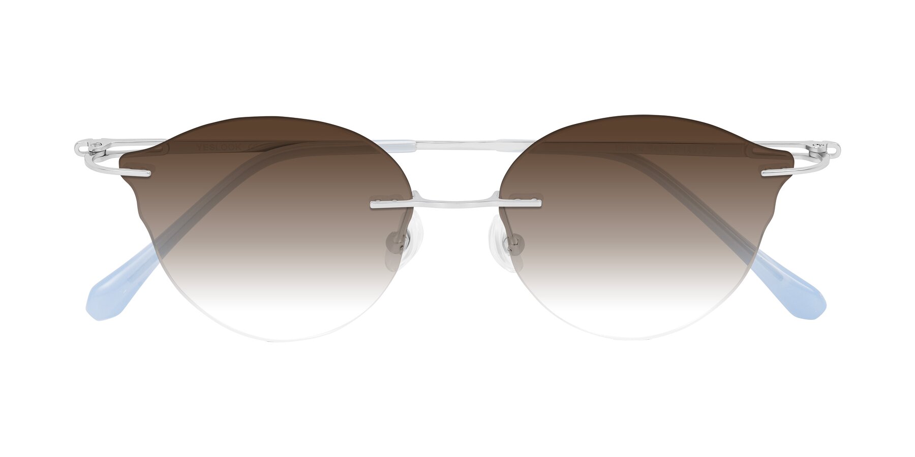 Folded Front of Barlow in Silver/Blue/Green with Brown Gradient Lenses