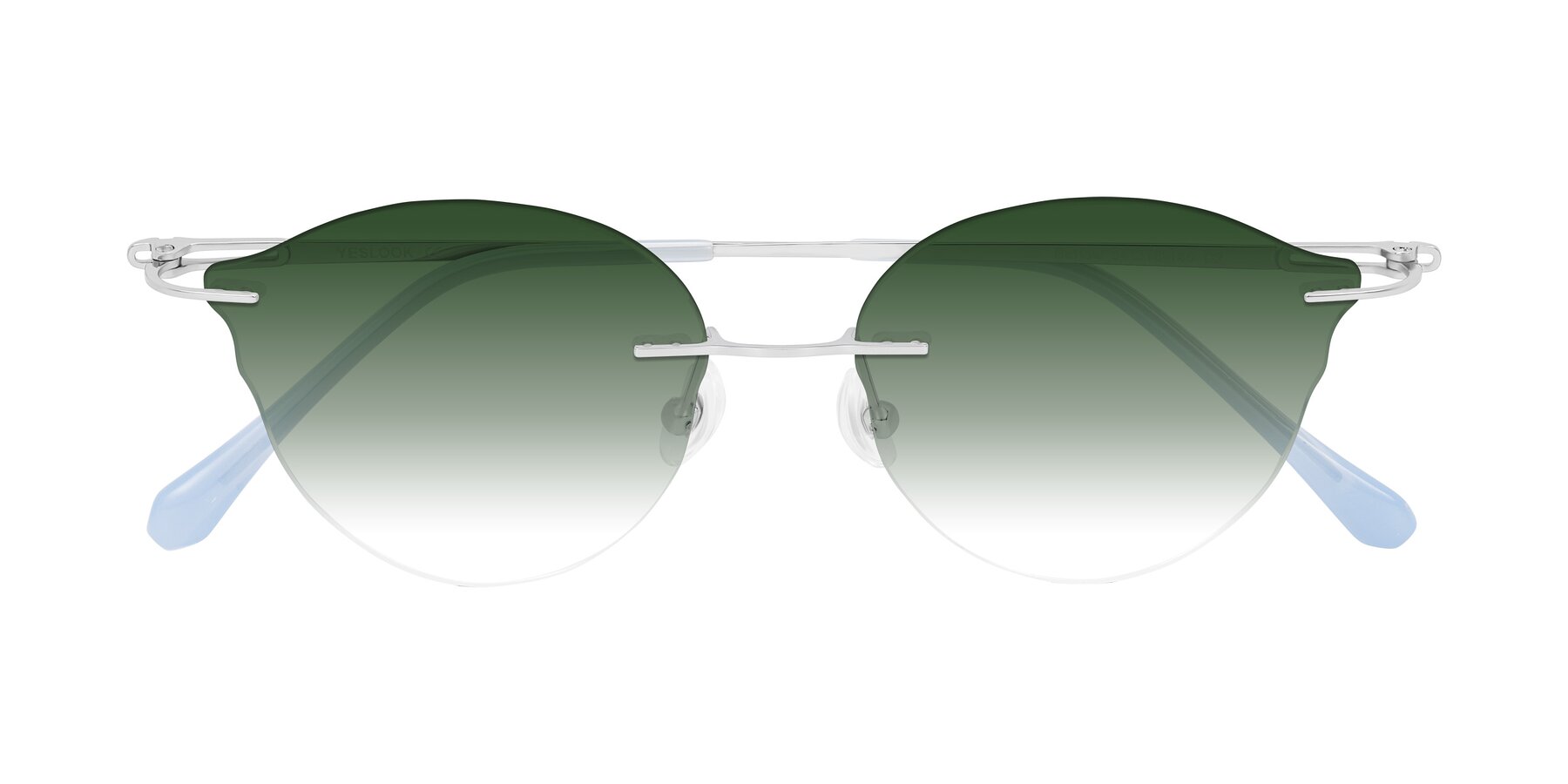 Folded Front of Barlow in Silver/Blue/Green with Green Gradient Lenses