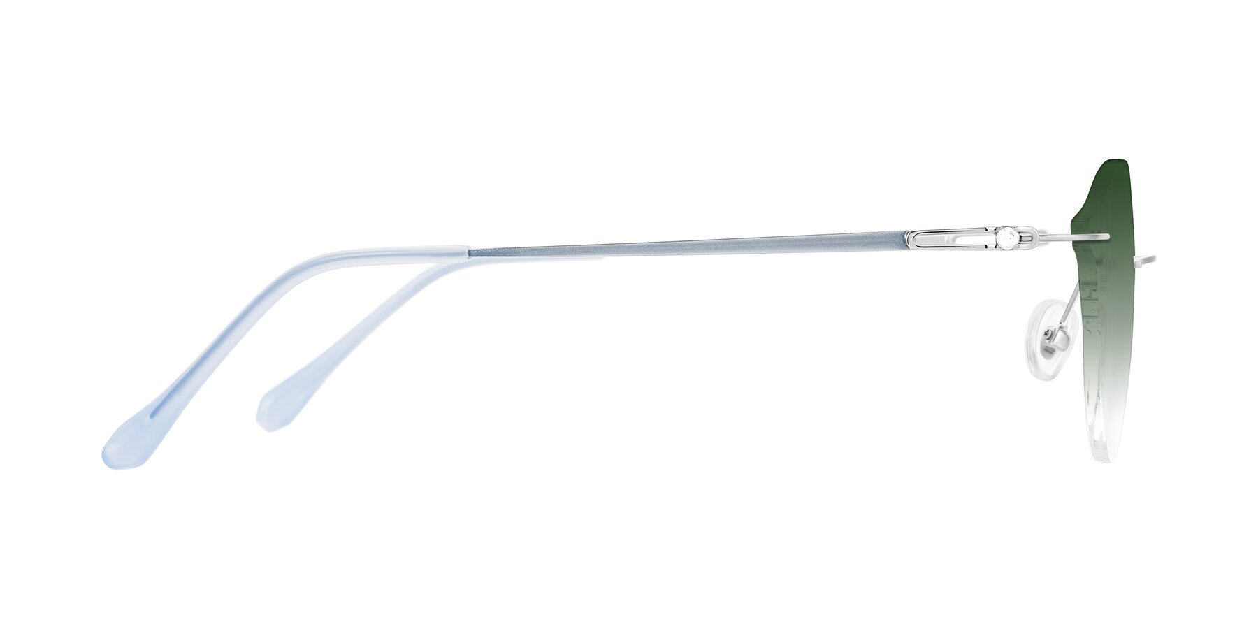 Side of Barlow in Silver/Blue/Green with Green Gradient Lenses