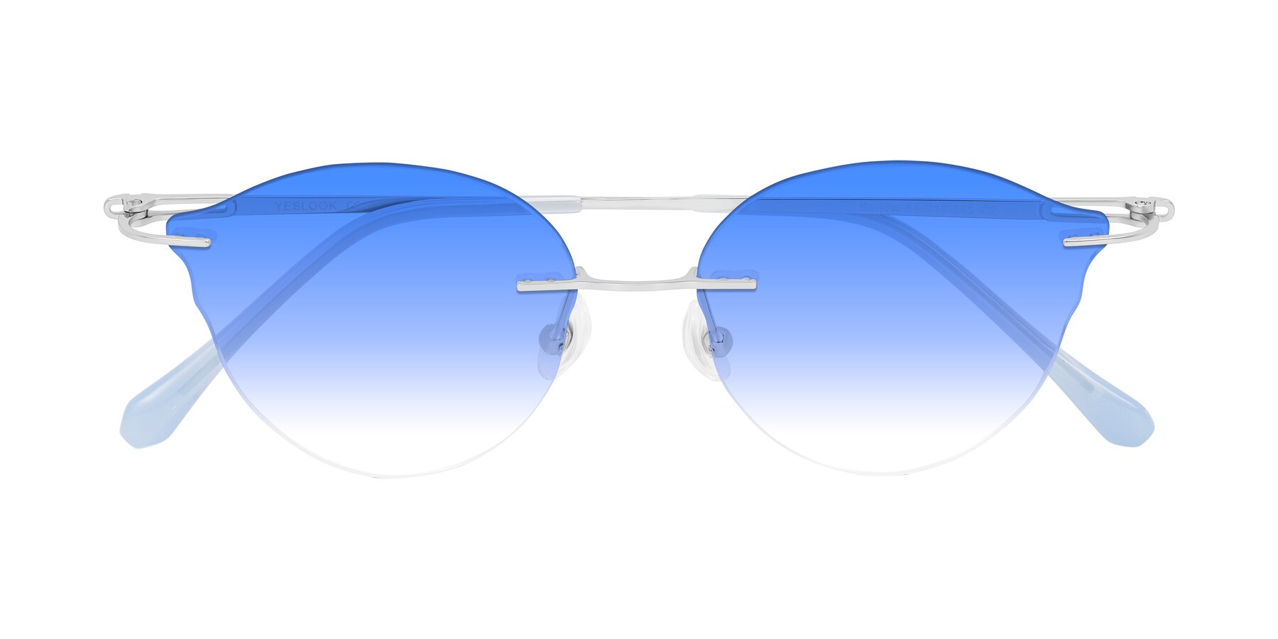 Folded Front of Barlow in Silver/Blue/Green with Blue Gradient Lenses