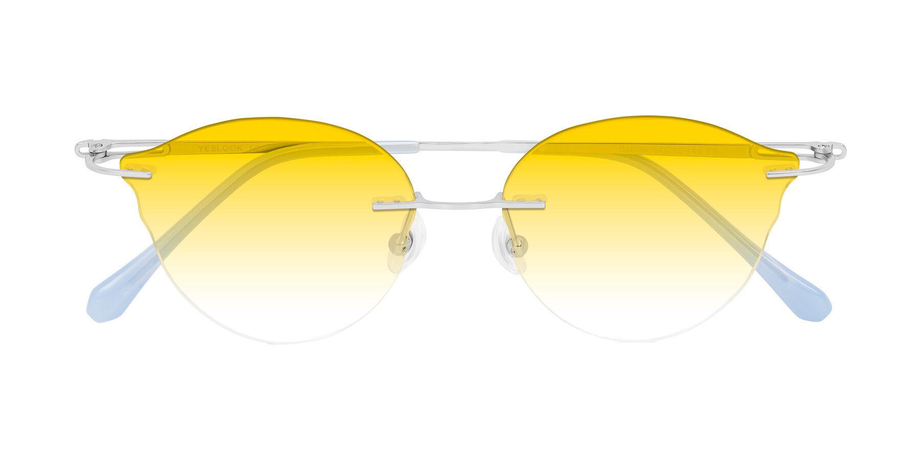 Folded Front of Barlow in Silver/Blue/Green with Yellow Gradient Lenses