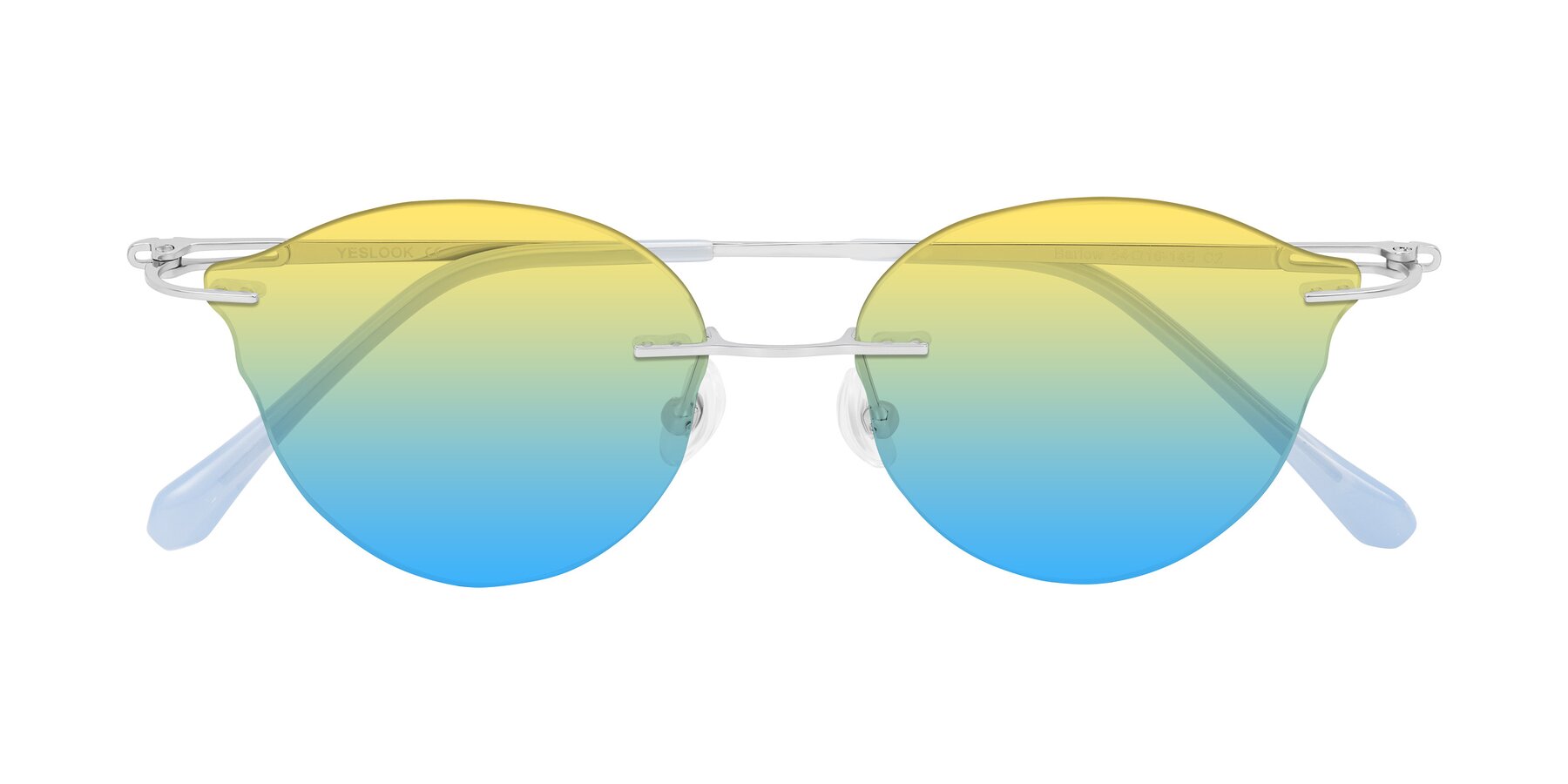 Folded Front of Barlow in Silver/Blue/Green with Yellow / Blue Gradient Lenses