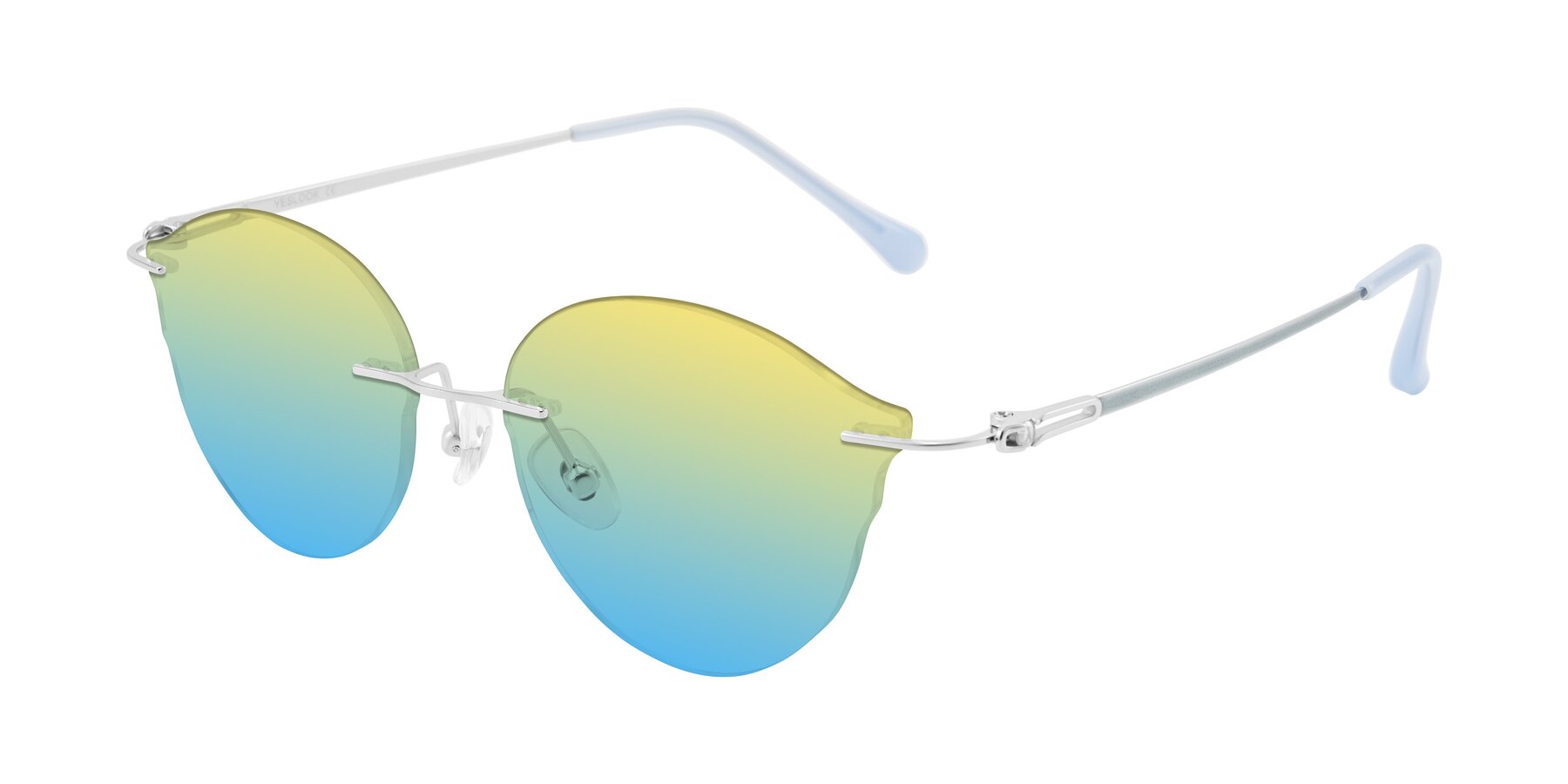 Angle of Barlow in Silver/Blue/Green with Yellow / Blue Gradient Lenses