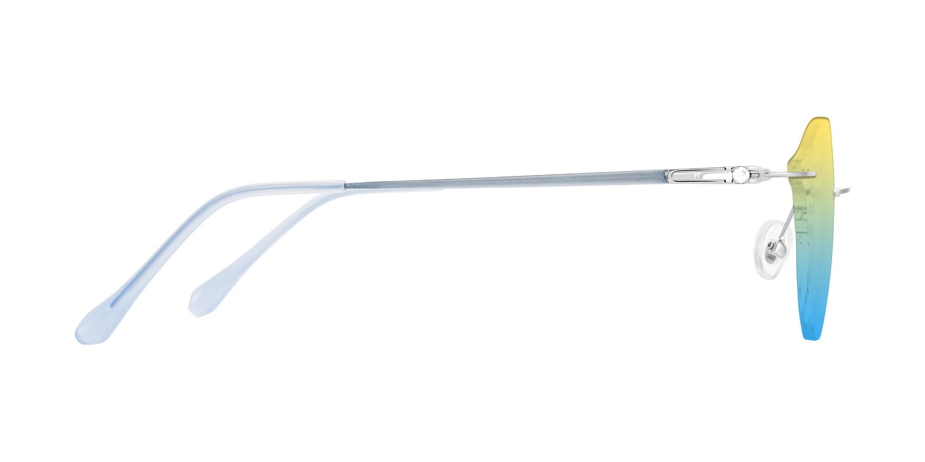 Side of Barlow in Silver/Blue/Green with Yellow / Blue Gradient Lenses