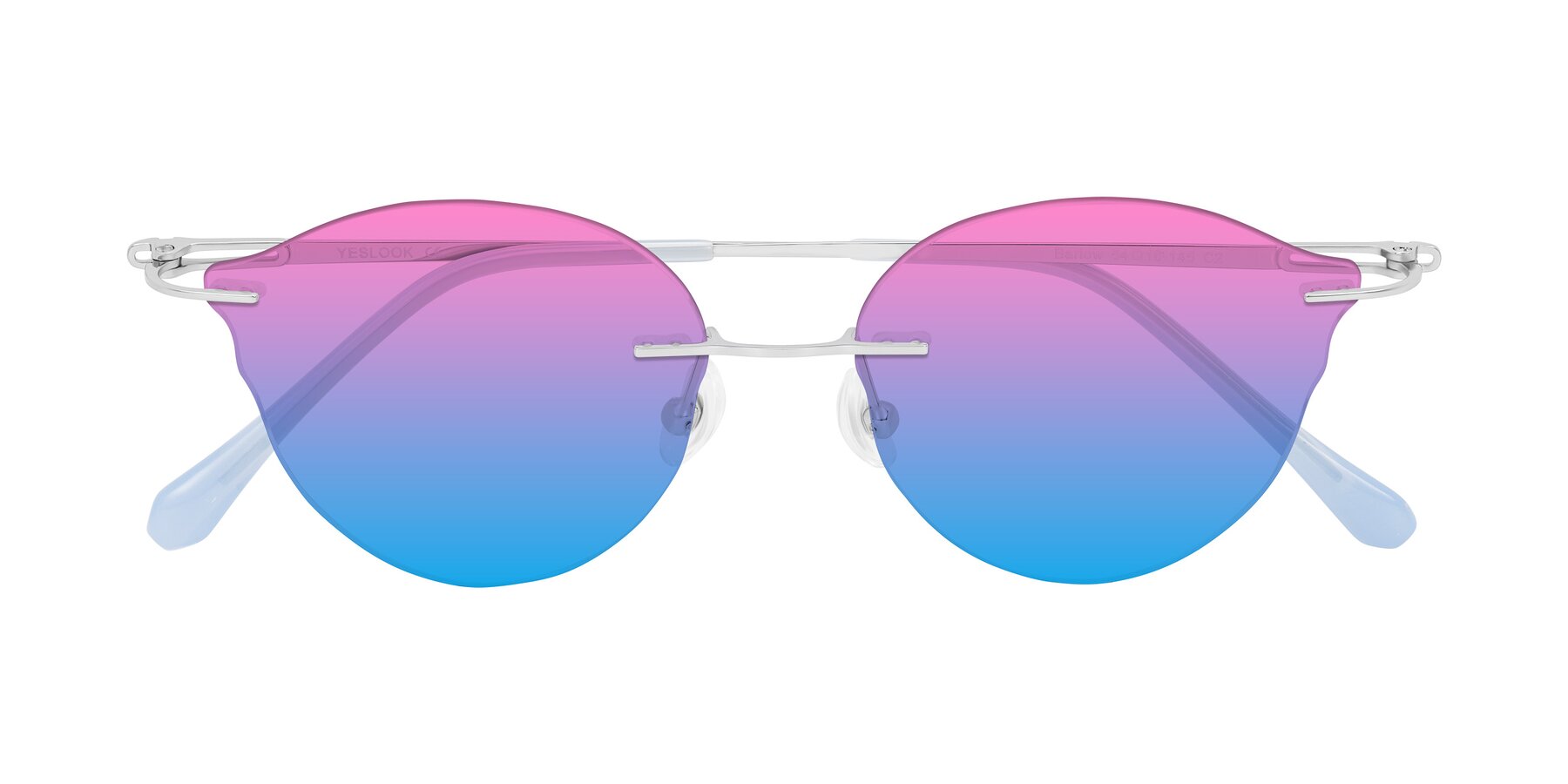 Folded Front of Barlow in Silver/Blue/Green with Pink / Blue Gradient Lenses