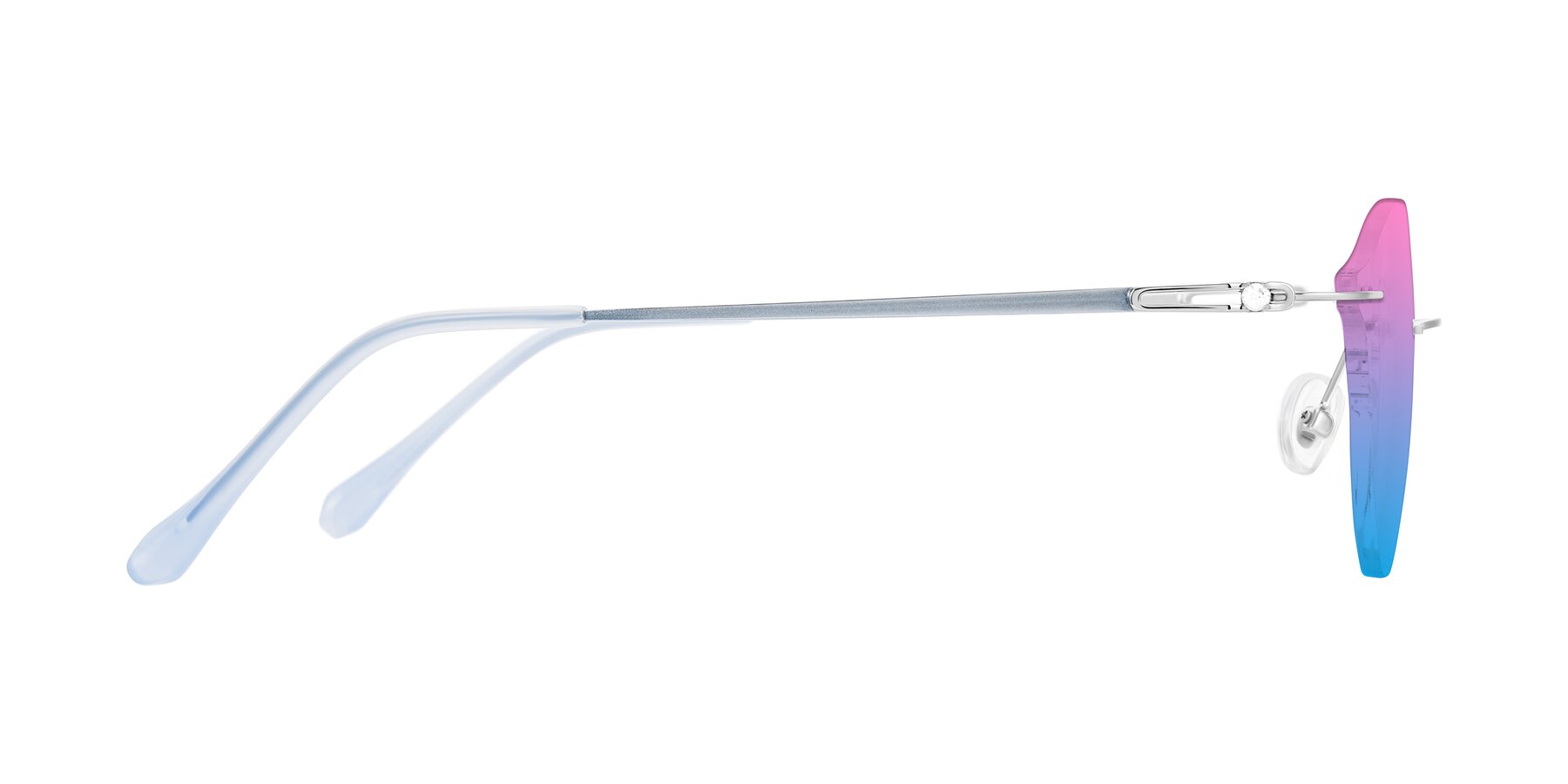 Side of Barlow in Silver/Blue/Green with Pink / Blue Gradient Lenses