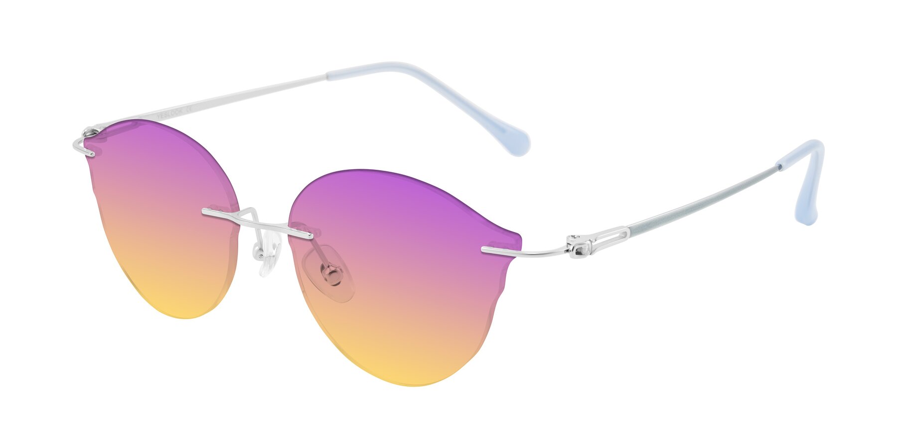 Angle of Barlow in Silver/Blue/Green with Purple / Yellow Gradient Lenses