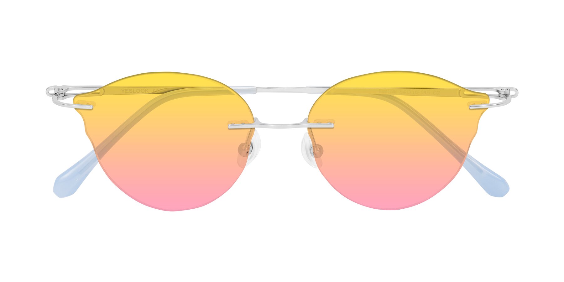 Folded Front of Barlow in Silver/Blue/Green with Yellow / Pink Gradient Lenses