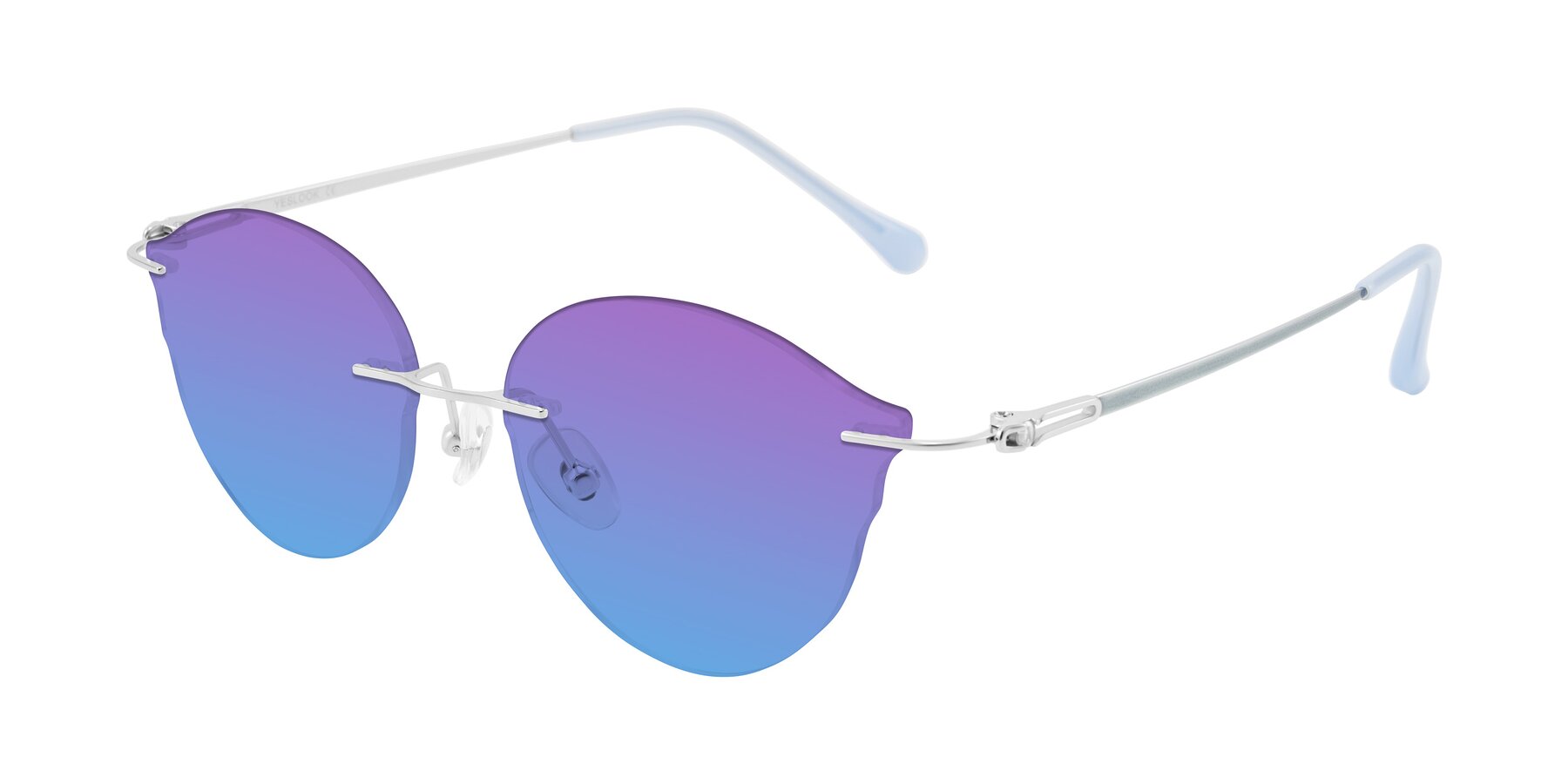 Angle of Barlow in Silver/Blue/Green with Purple / Blue Gradient Lenses