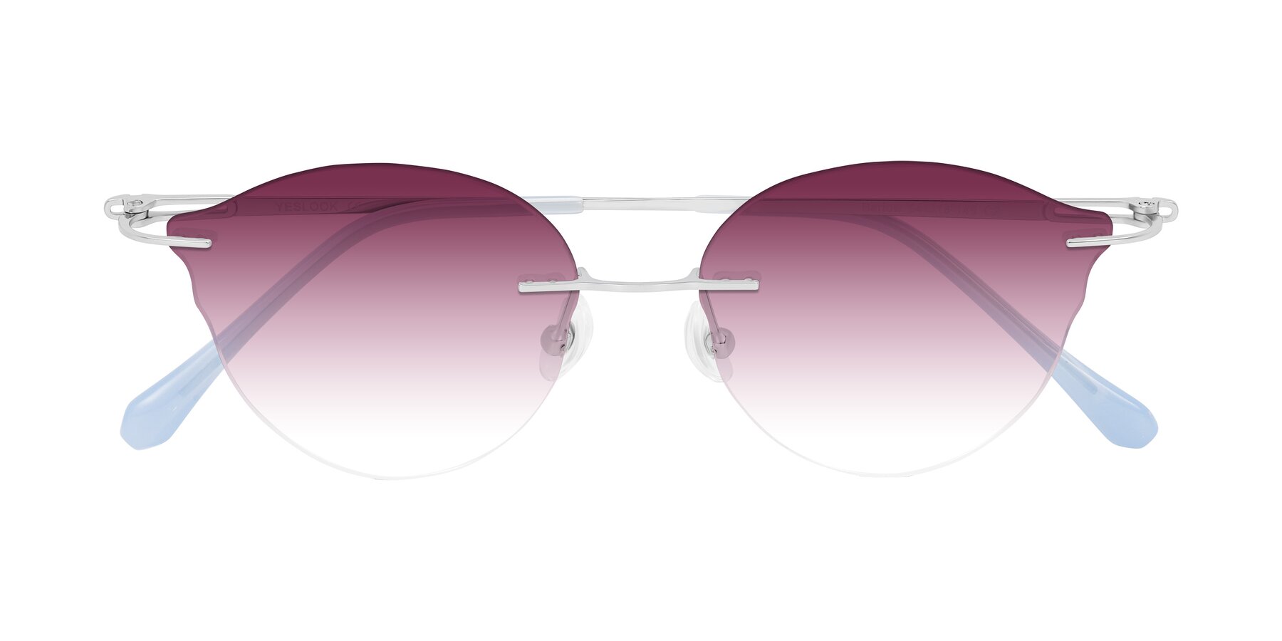Folded Front of Barlow in Silver/Blue/Green with Wine Gradient Lenses