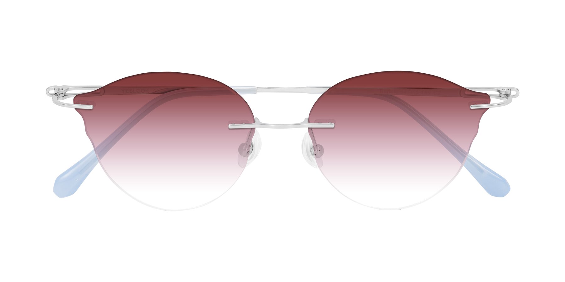 Folded Front of Barlow in Silver/Blue/Green with Garnet Gradient Lenses