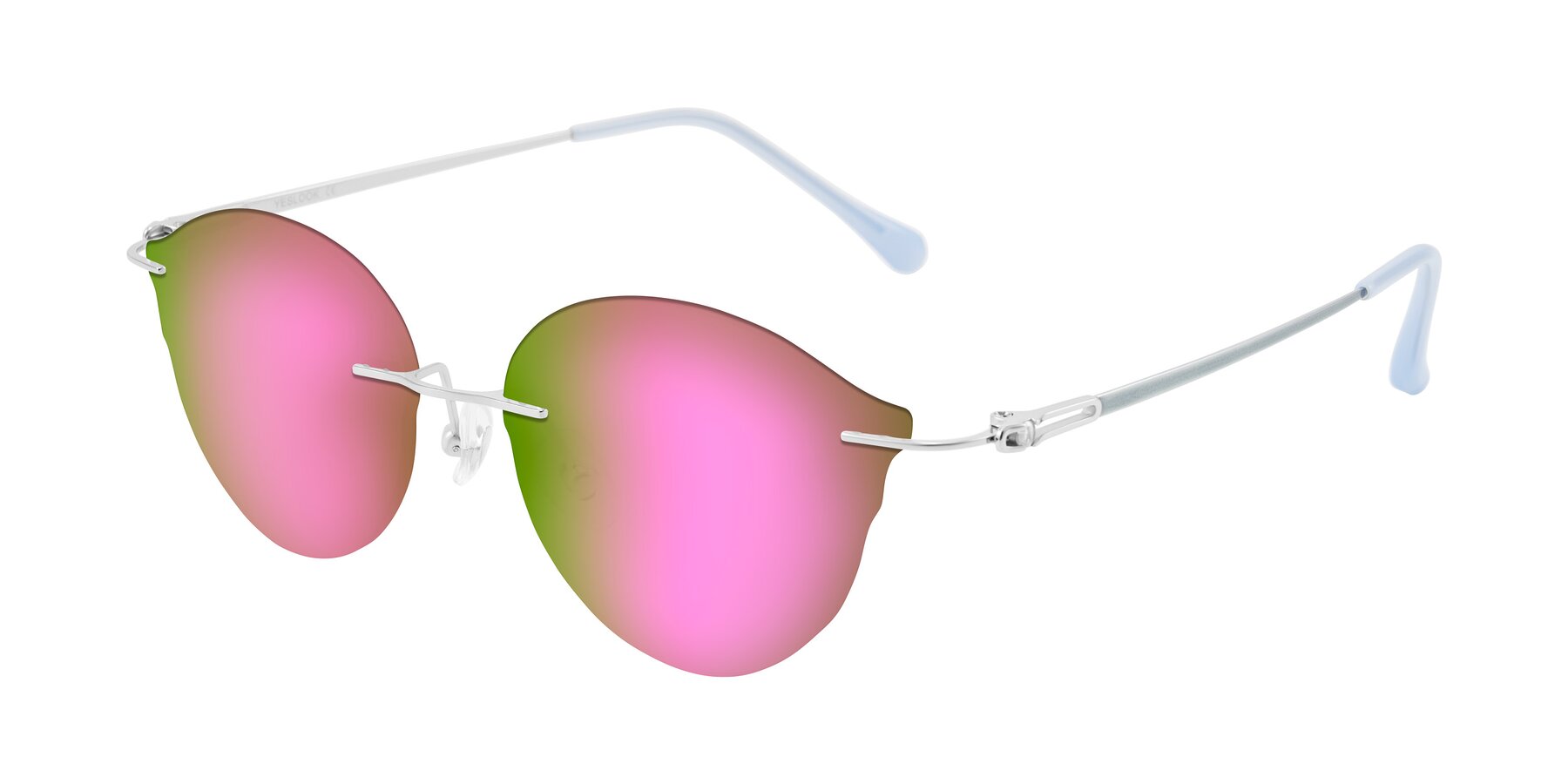 Angle of Barlow in Silver/Blue/Green with Pink Mirrored Lenses