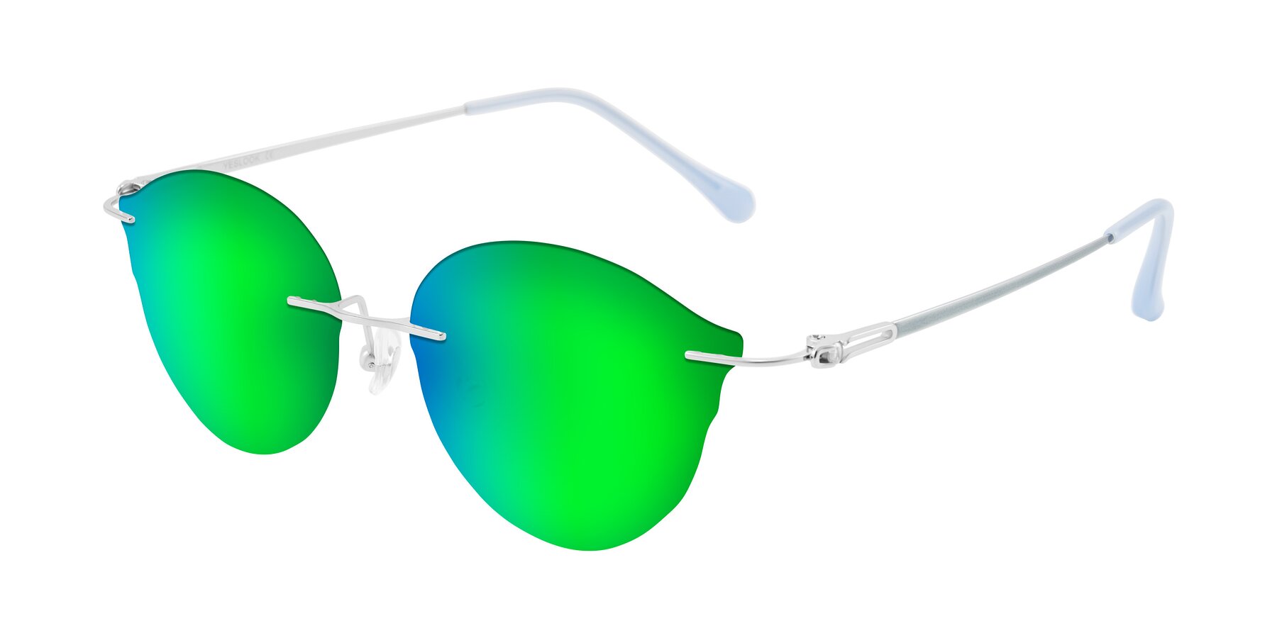 Angle of Barlow in Silver/Blue/Green with Green Mirrored Lenses