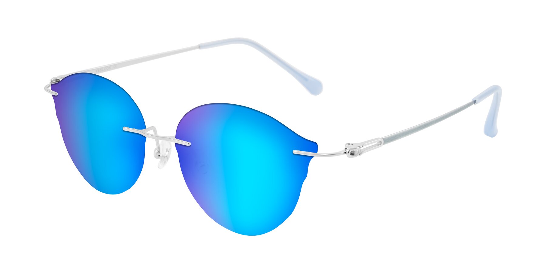Angle of Barlow in Silver/Blue/Green with Blue Mirrored Lenses