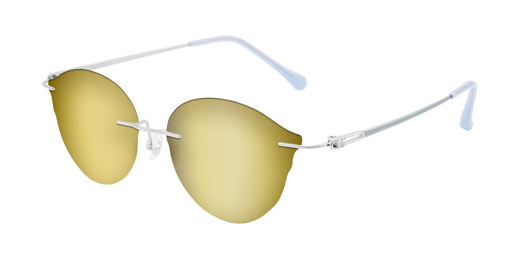 Angle of Barlow in Silver/Blue/Green with Gold Mirrored Lenses