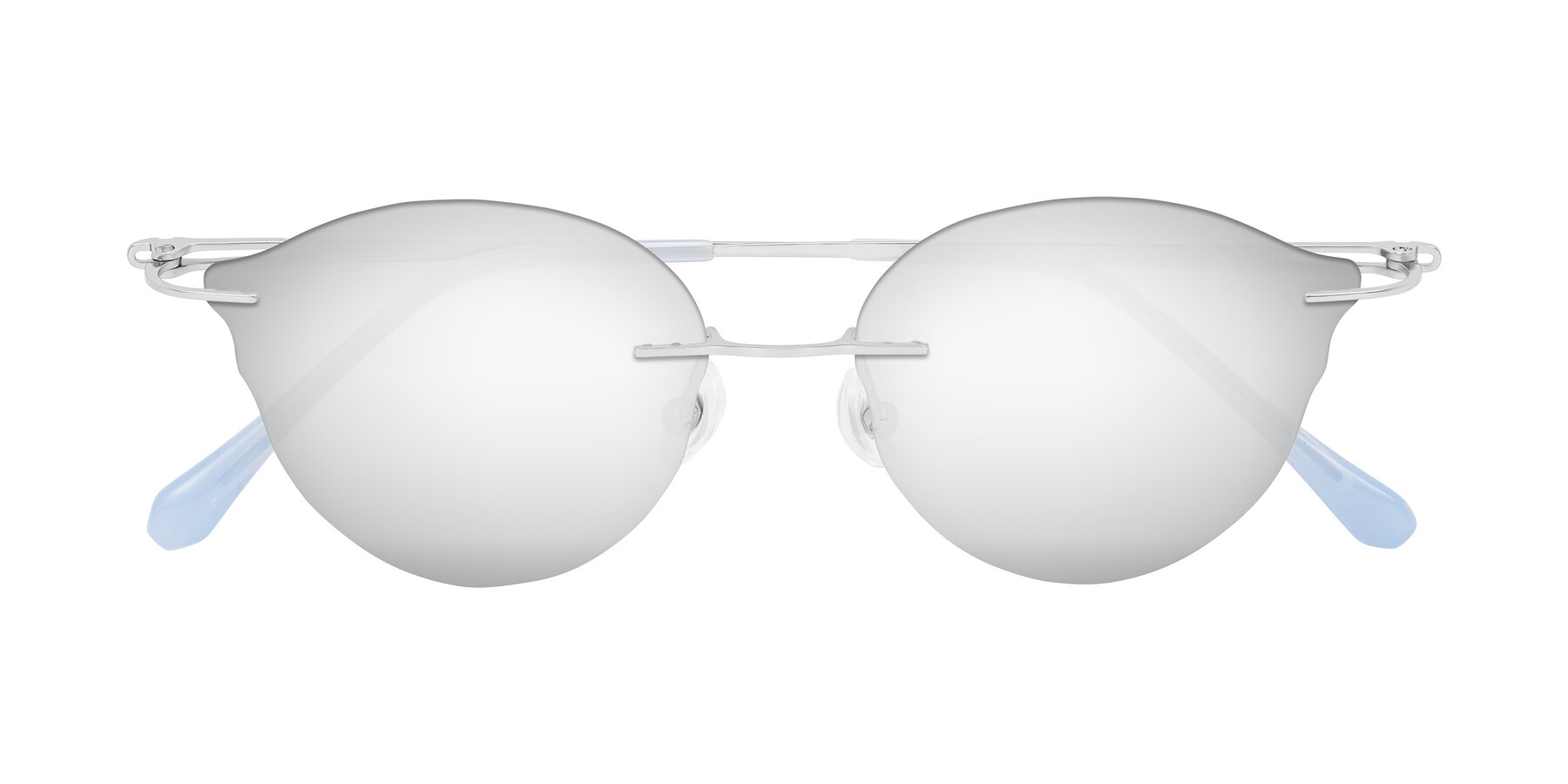 Folded Front of Barlow in Silver/Blue/Green with Silver Mirrored Lenses