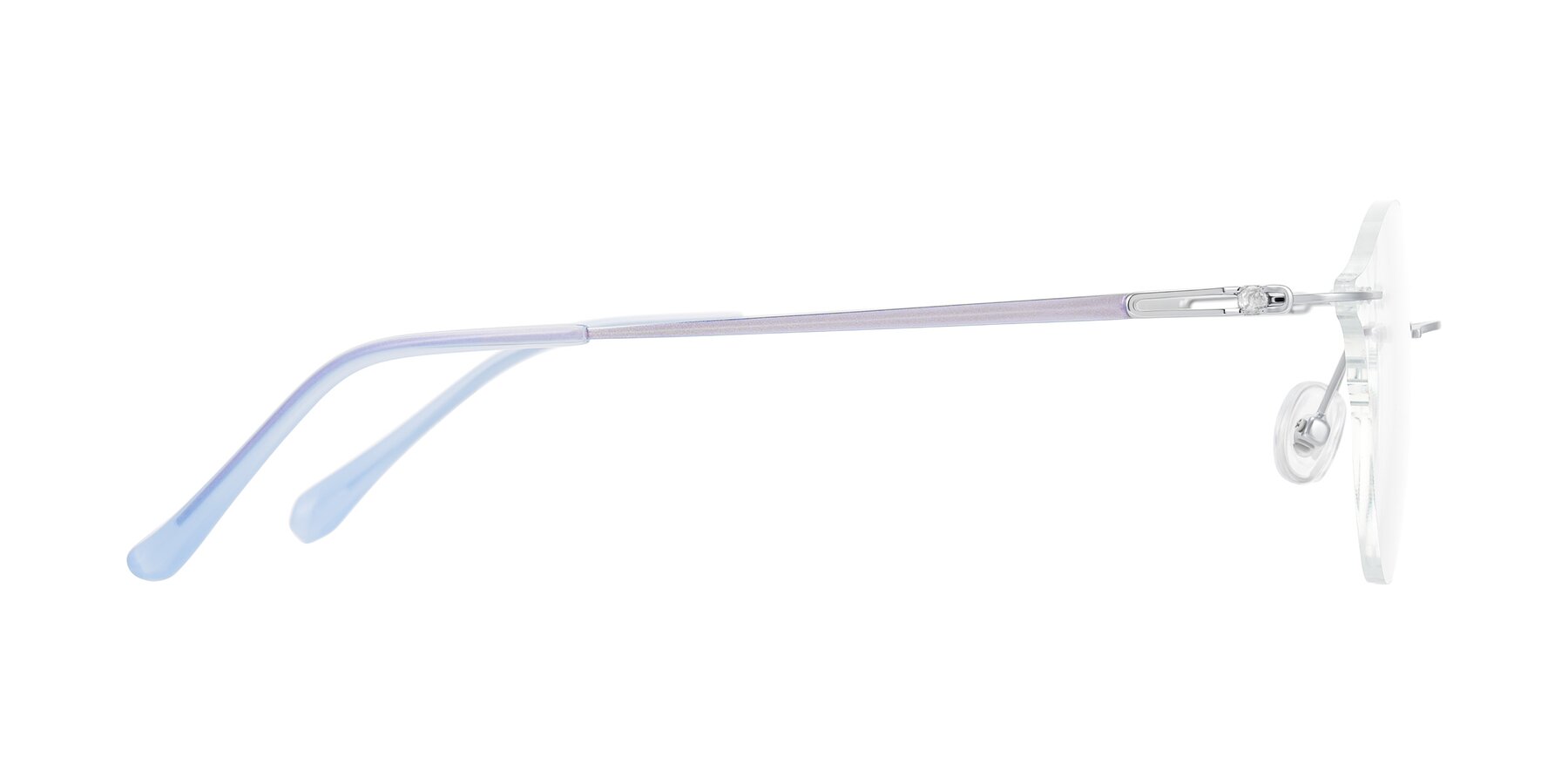 Side of Barlow in Silver/Blue/Purple with Clear Eyeglass Lenses