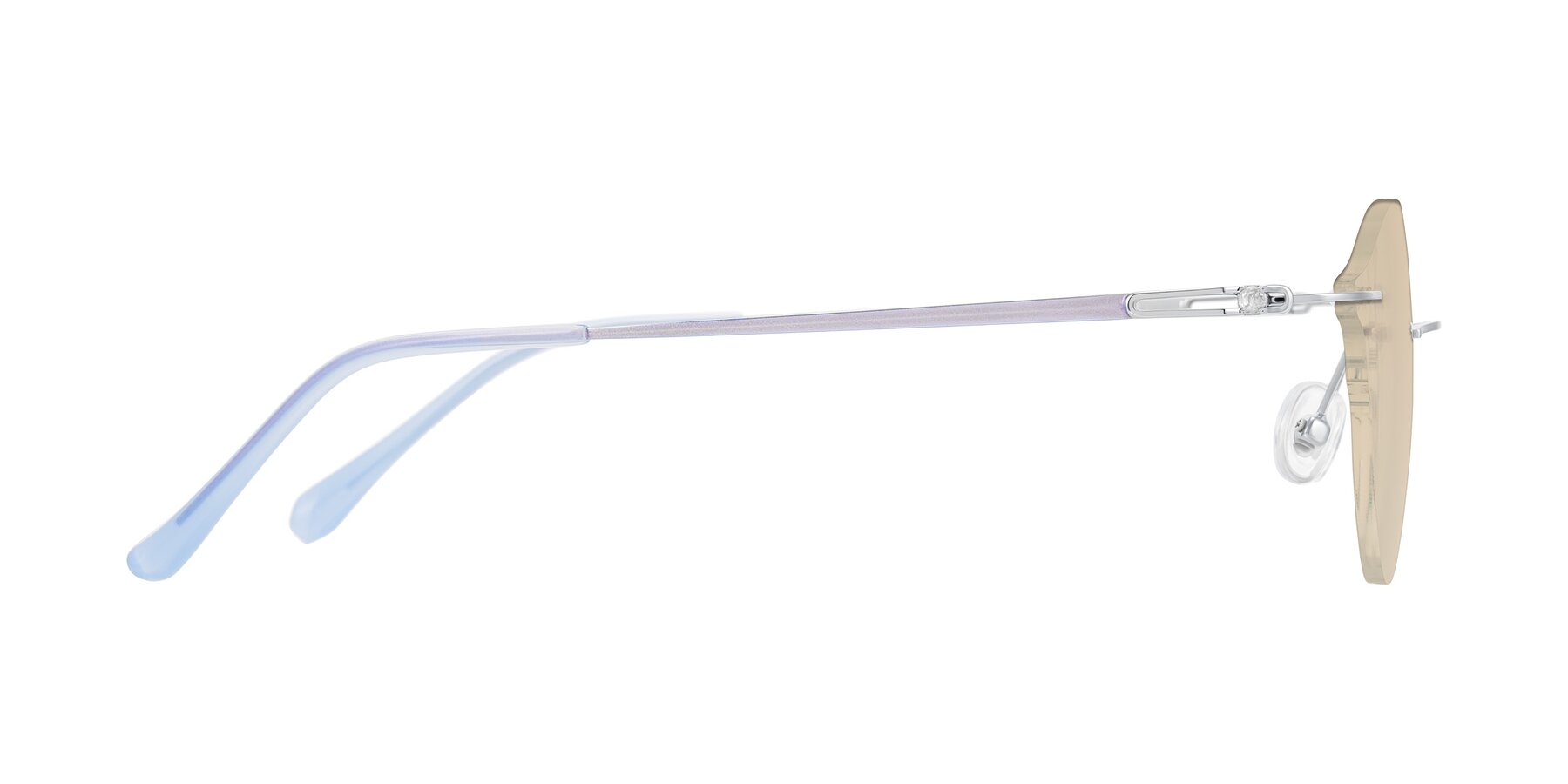 Side of Barlow in Silver/Blue/Purple with Light Brown Tinted Lenses