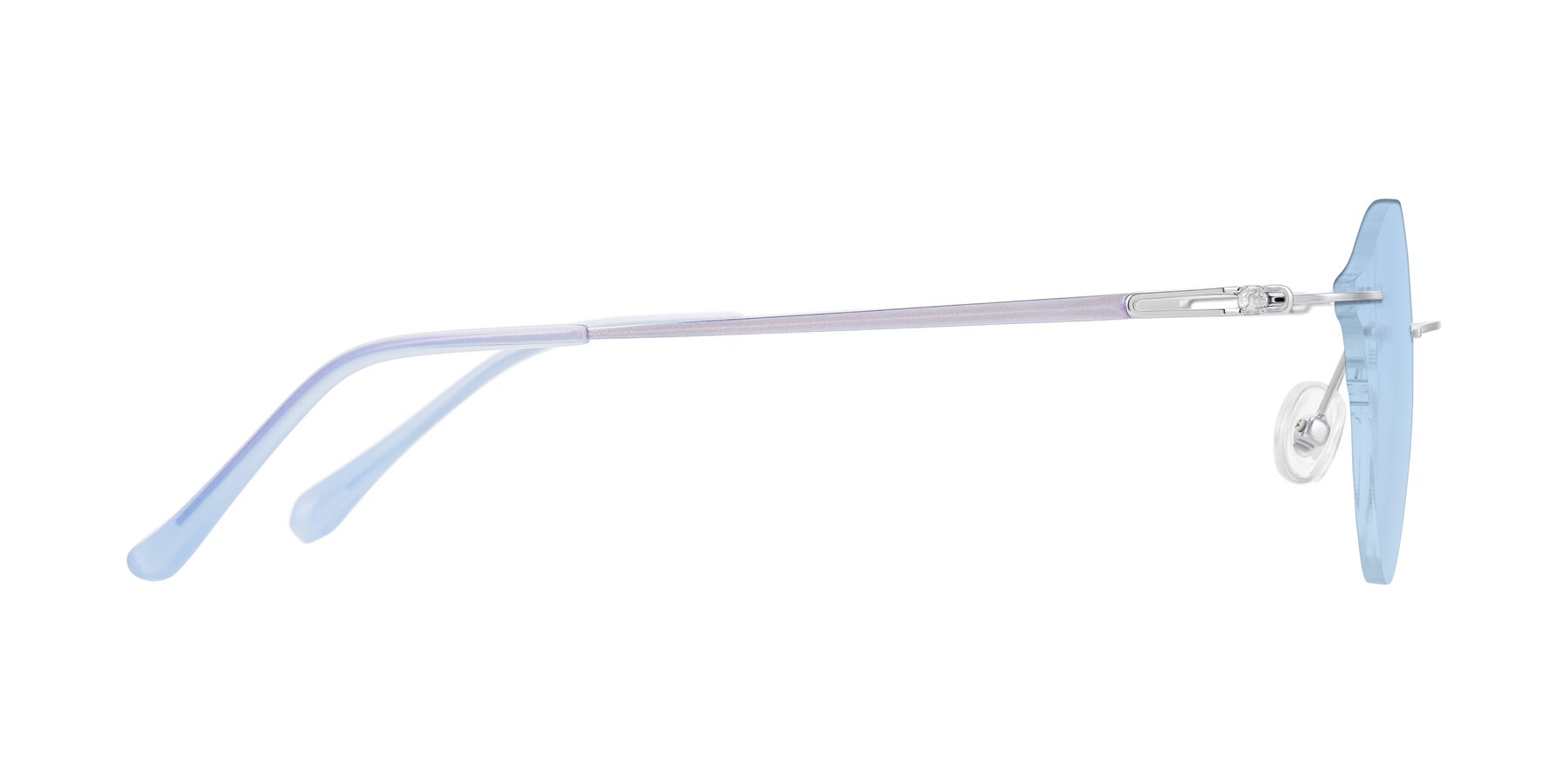 Side of Barlow in Silver/Blue/Purple with Light Blue Tinted Lenses